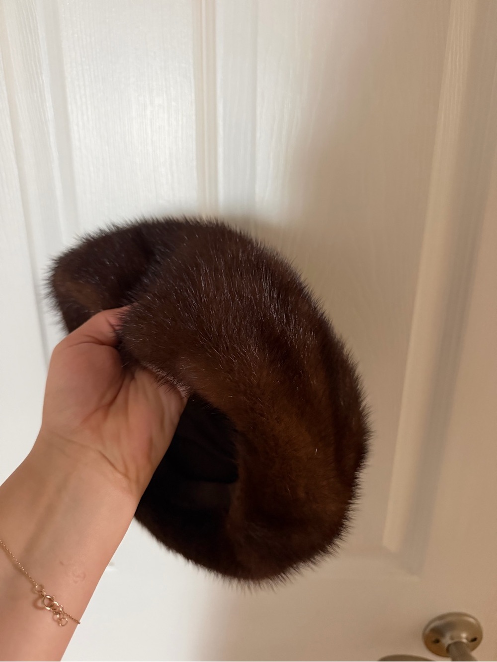 Dark brown vintage fur Macys little shop hat